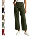 thumbnail image 1 of Levmjia Women's High Waisted Wide Leg Pants Casual Solid Color Straight Leg Trousers with Button Detail and Pockets Loose Fit Long Pants for Women Daily Wear, 1 of 9