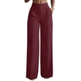 thumbnail image 1 of Levmjia Women's High Waisted Wide Leg Pants Casual Solid Color Straight Leg Trousers with Pockets Work Office Stretch, 1 of 9