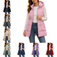 thumbnail image 1 of Levmjia Women's Hooded Vest Zip Up Quilted Padded Gilet Detachable Hood Drawstring Waist Sleeveless Outerwear with Pockets, 1 of 5