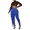 thumbnail image 1 of Levmjia Women's Jeans Plus Size Pants Summer Women Fashion Clothes Tight High Waist Fringed Bandage Pants Solid Color Knitted Tassel Pants Blue, 1 of 9