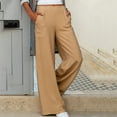 thumbnail image 1 of Levmjia Women's Jeans Plus Size Pants Clearance Summer Women's Fashion Casual Cotton And Linen Solid Elastic Waist Long Straight Pants Khaki, 1 of 6