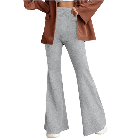 Levmjia Women's Pants Fashion Slim Fit Casual Comfortable Solid Color Pocket Flared Pants Breathable Yoga Sports Daily Wear Winter