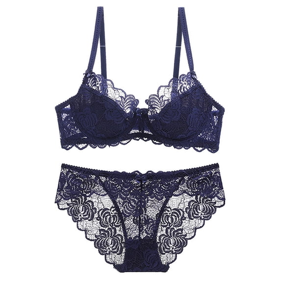 Levmjia Women's Lace Lingerie Set Push Up Bras With Thin For Large Chest Daily Wear Comfortable And Breathable Bra And Panty Set For Valentine And Honeymoon Night