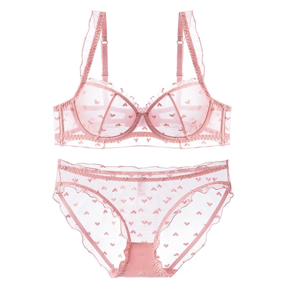 Levmjia Women's Lace Lingerie Set Push Up Bra Solid Color Panty Set Comfortable Everyday Wear Deep V Backless For Sleep Date Night