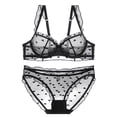 thumbnail image 1 of Levmjia Women's Lace Lingerie Set Push Up Bra Solid Color Panty Set Comfortable Everyday Wear Deep V Backless For Sleep Date Night, 1 of 5
