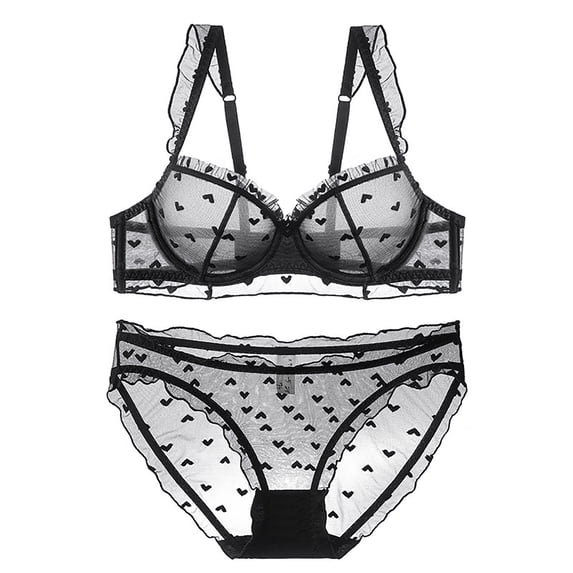 Levmjia Women's Lace Lingerie Set Push Up Bra Solid Color Panty Set Comfortable Everyday Wear Deep V Backless For Sleep Date Night