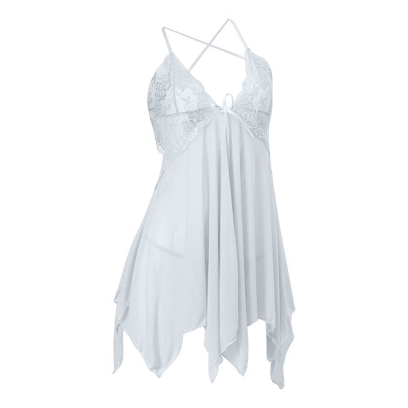 Levmjia Women's Lace Nightgown Set Deep V Backless Hollow Out Adjustable Straps Comfortable Sleepwear for Bedroom Romance and Daily Wear