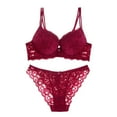thumbnail image 1 of Levmjia Women's Lingerie Bra Set Thin Lace Push Up Bra with Panties Deep V Backless Comfortable for Sleep Date Night Valentine Everyday Wear, 1 of 2