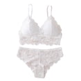 thumbnail image 1 of Levmjia Women's Lingerie Set Lace Bralette and Thong V-Neck Solid Color Adjustable Straps Comfortable Sleepwear Relax Home Daily Wear, 1 of 5