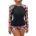 thumbnail image 1 of Levmjia Women's Long Sleeve Rash Guard Surf Shirt + Matte Finish Swim Trunks 2PC Set, Quick Dry Nylon Spandex Swimwear for Surfing Swimming Yoga Beach, S - XL Plus Size, 1 of 6