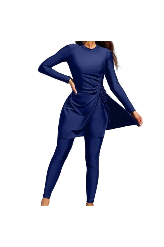 Women's Long Sleeve Surf Suit With Built-in Pad No Underwire One Piece Swimsuit Swimdress Burkini Style Modest Swimwear Plus Size S - XL for Beach Pool