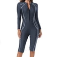 thumbnail image 1 of Levmjia Women's Long Sleeve Surfing Suit Shorty Wetsuit Full Zip Rash Guard Swimsuit Water Sports Swimwear Stitching Quick Dry UPF Sun Protection Bodysuit XS-2XL, 1 of 6