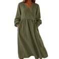 thumbnail image 1 of Levmjia Women's Long Sleeve V Neck Maxi Dress Casual Loose Long Dress with Pockets Flowy Vacation Dress, 1 of 7
