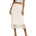 thumbnail image 1 of Levmjia Women's Midi Skirt Lace High Waist Mid Length Casual Solid Color Flowy Elegant Commuting Daily Wear And Vacation Summer Spring, 1 of 9