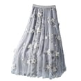 thumbnail image 1 of Levmjia Women's Midi Skirt Mid Length High Waisted Floral Mesh Double Layer A-Line Skirt Casual Party Beach Vacation Spring Summer, 1 of 8