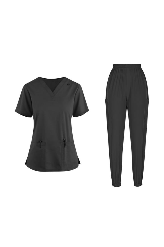 Women's Nurse Uniforms Stretch Work 2 Piece Sets Scrubs Utility V-Neck Pockets Four-Way Elastic Fabric Options Plus Size Available Summer Comfort Breathable Lightweight