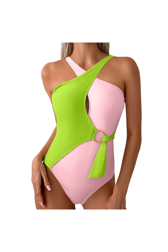 Women's One Piece Swimsuit Fashion Solid Color Tummy Control Bathing Suit With Removable Padded Bra Tight Fitting Beach Vacation Swimming Pool