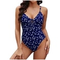 thumbnail image 1 of Levmjia Women's One Piece Swimsuit Floral Printed Halter Ruffle Drawstring Adjustable Straps Beach Vacation Swimsuit Swimming, 1 of 5