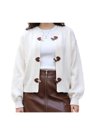 Women's Oversized Chunky Knit Sweater Long Sleeve Open Front Toggle Button Loose Fit Pullover Top