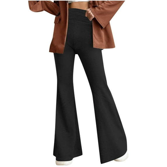 Levmjia Women's Pants Fashion Slim Fit Casual Comfortable Solid Color Pocket Flared Pants Breathable Yoga Sports Daily Wear Winter