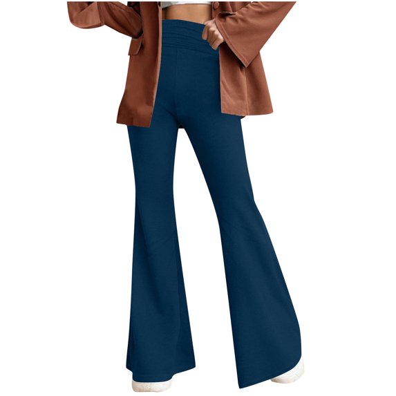 Levmjia Women's Pants Fashion Slim Fit Casual Comfortable Solid Color Pocket Flared Pants Breathable Yoga Sports Daily Wear Winter