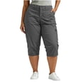 thumbnail image 1 of Levmjia Women's Plus Size Cargo Shorts Summer High Waisted Solid Color Mid Rise Pocketed Bermuda Shorts with Elastic Waist for Casual Daily, 1 of 8