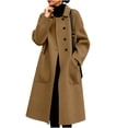 thumbnail image 1 of Levmjia Women's Plus Size Longline Wool Look Coat Single Breasted Notched Lapel Pocket Casual Loose Fit Winter Jacket, 1 of 7