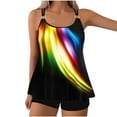 thumbnail image 1 of Levmjia Women's Plus Size Print Tankini Swimsuit Set, Strappy Cami Top with Gradient Print, Matching Shorts Bottom, Beach Pool Swimwear, 1 of 6