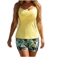 thumbnail image 1 of Levmjia Women's Plus Size Swimsuit Set 2 Piece Tankini Top Built - in Bra No Underwire Striped Bottoms High Waist Nylon Spandex Beachwear Poolside Swimwear for Women, 1 of 5