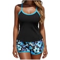 thumbnail image 1 of Levmjia Women's Plus Size Swimsuit Set Tankini Top + Floral Print Swim Shorts, High Waisted Tummy Control, 2 Piece Bathing Suit, Nylon Spandex S-3XL, 1 of 5
