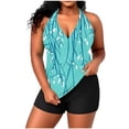 thumbnail image 1 of Levmjia Women's Plus Size Swimwear, Adjustable Halter Neck Tankini Set with Built - in Bra, Matte Finish Nylon Spandex Tummy Control High Waist Shorts Two Piece Swimsuit, XL - 5XL, 1 of 7