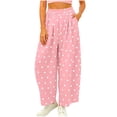 thumbnail image 1 of Levmjia Women's Plus Size Wide Leg Pants Polka Dot Print Casual Loose Fit Trousers with Pockets Elastic Waistband Flowy Pants for Summer, 1 of 6
