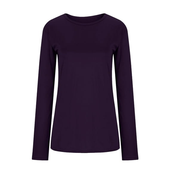 Levmjia Women's Regular-Fit Long-Sleeve Crewneck Pullover T-Shirt (Available in Plus Size)
