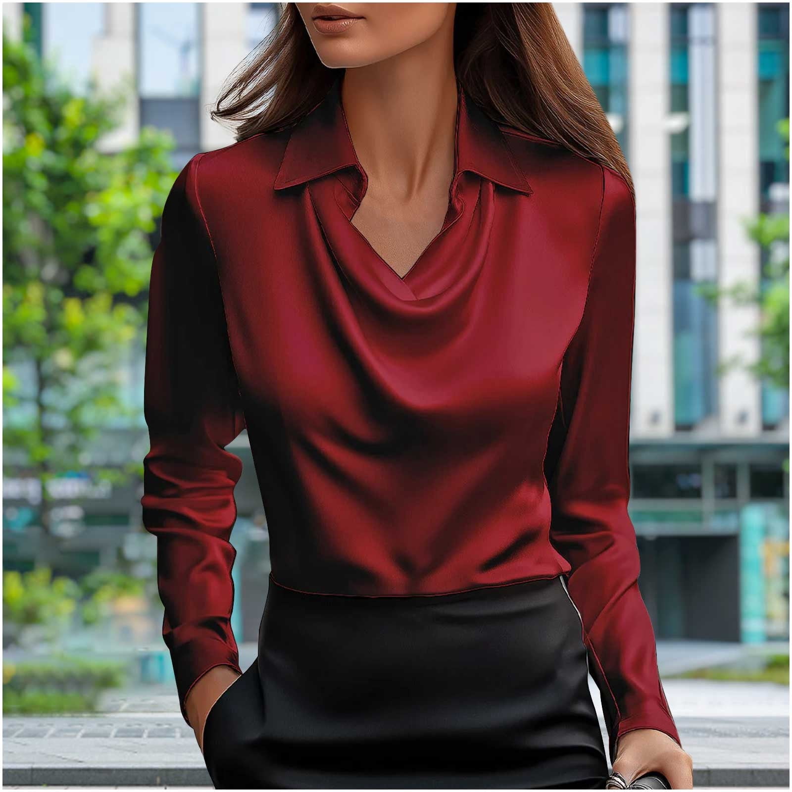 Floerns Women's Velvet Mock Neck Blouse - Long Sleeve Lantern Sleeve Top For Parties & Office 4 thumbnail image
