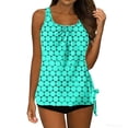 thumbnail image 1 of Levmjia Women's Scoop Neck Printed Polka Dot Tankini 2-Piece Swimsuit Set, Adjustable Straps Built-in Bra No Underwire Tummy Control S-2XL Polyester Swimwear, 1 of 7