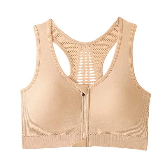 Levmjia Women's Seamless Yoga Bra Front Zipper Sports Bra Wireless Comfort Bras No Underwire Daily Wear Workout Gym Breathable Support