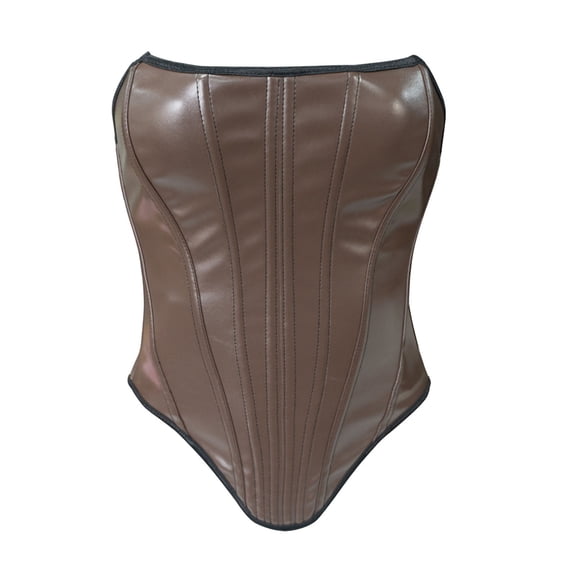 Levmjia Women's Shapewear Vintage Corset Lace Body Shaper Strapless Solid Color Waist Training Tummy Control Back Lace Up Bustier