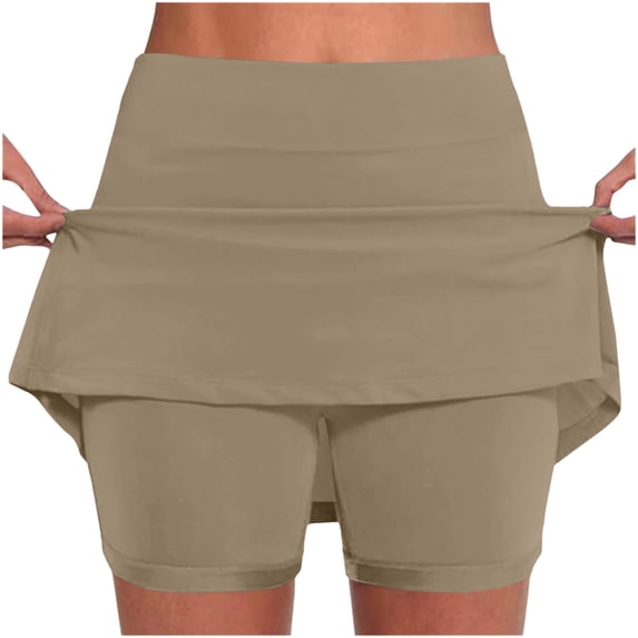 Levmjia Women's Shorts Skirt Yoga Pants Mid Waist Solid Color Casual Beach Skorts with Pockets for Daily Wear Outdoor Sports Vacation Summer