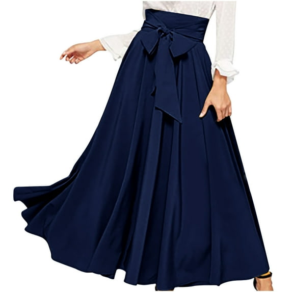 Levmjia Women's Skirt High Waist A-Line Casual Stretchy Comfortable Midi Skirt for Work Vacation Summer Floral Print Elastic Waistband