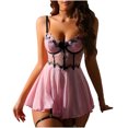 thumbnail image 1 of Levmjia Women's Sleep Dress Fashion Lace Mesh Bow Teddy Bodysuit Sheer Lingerie Set with Bow for Couples Romantic Nightwear, 1 of 6