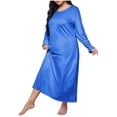 thumbnail image 1 of Levmjia Women's Sleepshirt Casual Plus Size Long Sleeve Nightgown Round Neck Solid Color Soft Polyester Sleepwear Comfortable Home Wear Elegant Pajamas All Seasons, 1 of 4