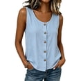 thumbnail image 1 of Levmjia Women's Sleeveless Button Down Tank Top Solid Color Crew Neck Casual Summer Blouse Loose Fit U Neck Button Up Shirt, 1 of 9