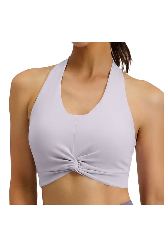 Women's Sports Bra Hanging Neck Elastic Breathable Removable Pads Yoga Tank Top Double Sided Support For Workout Fitness Running