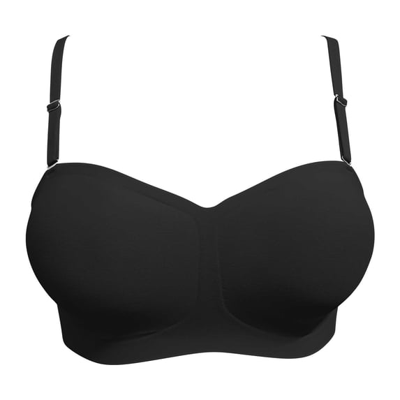 Levmjia Women's Strapless Wireless Bra Seamless Invisible Bandeau Bra with Adjustable Straps Convertible Push Up Comfort Support for Daily Wear