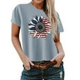 thumbnail image 1 of Levmjia Women's T-Shirt, American Flag Sunflower Print Round Neck Short Sleeve Patriotic Top, Vintage USA Summer Casual Loose Fit Graphic Tee for Ladies, 1 of 3