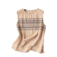 thumbnail image 1 of Levmjia Women's Tank Top Round Neck Sleeveless Tops Cotton Linen Suspender Embroidery Casual Loose Blouse Polyester Flowy Ruffle Shirt Work Daily Wear, 1 of 6