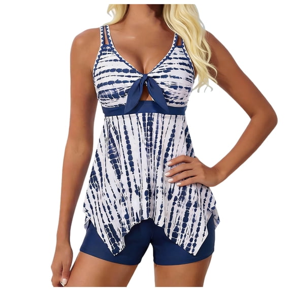 Levmjia Women's Tankini Swimsuit drawstring split High Waisted Floral printed With Chest Cushion Bra No Steel Support loose Beach Vacation Summer Swimwear