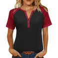 thumbnail image 1 of Levmjia Women's Tops Casual Short Sleeve Blouse V-Neck Button Down T-Shirt Fabric Soft Comfort Breathable Loose Fit Home Daily Everyday Wear Summer, 1 of 8