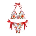 thumbnail image 1 of Levmjia Women's Two Piece Bikini Set Fashion Printed High Waisted Drawstring Tummy Control Swimsuits Tied Front Strappy Beach Vacation Swimsuit, 1 of 5