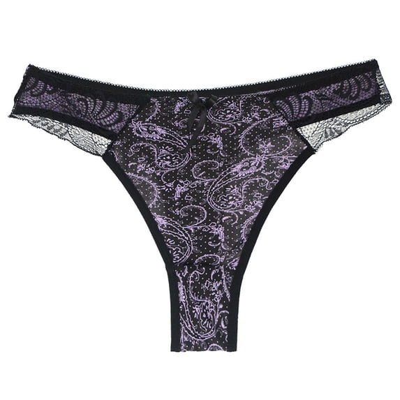 Levmjia Women's Underwear Printed Cotton No Show Panties Breathable Invisible Everyday Comfort Low Rise Thong For Women Daily
